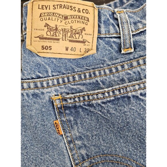 Levi's 505 Mens Vintage Jeans Size 40 x 24 Denim Pants Orange Tab Straight Leg - Picture 9 of 11